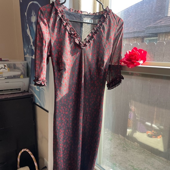 Gothic casual floral rose print long dress - Picture 8 of 16